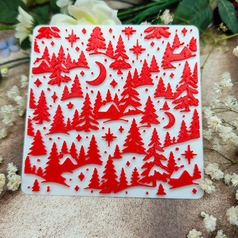 Winter Wonderland plastic Christmas texture plate for polymer clay, 10x10 cm