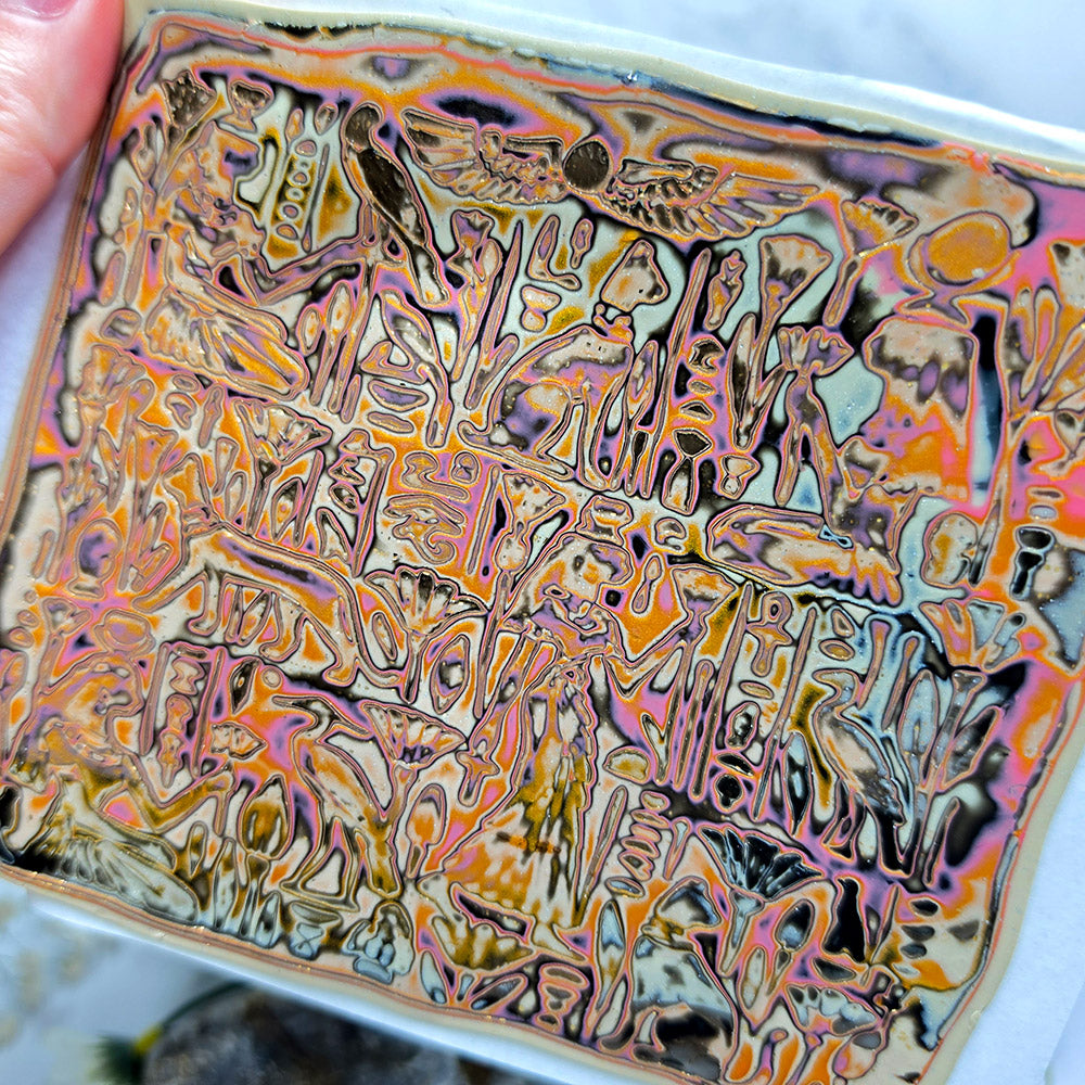 Raw polymer clay veneer sheet, Vintage Botanical Garden