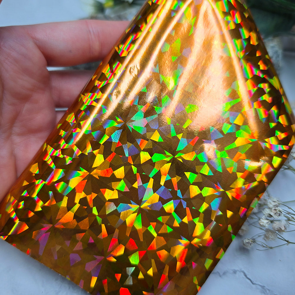 Holographic transfer foil roll, Golden Prism