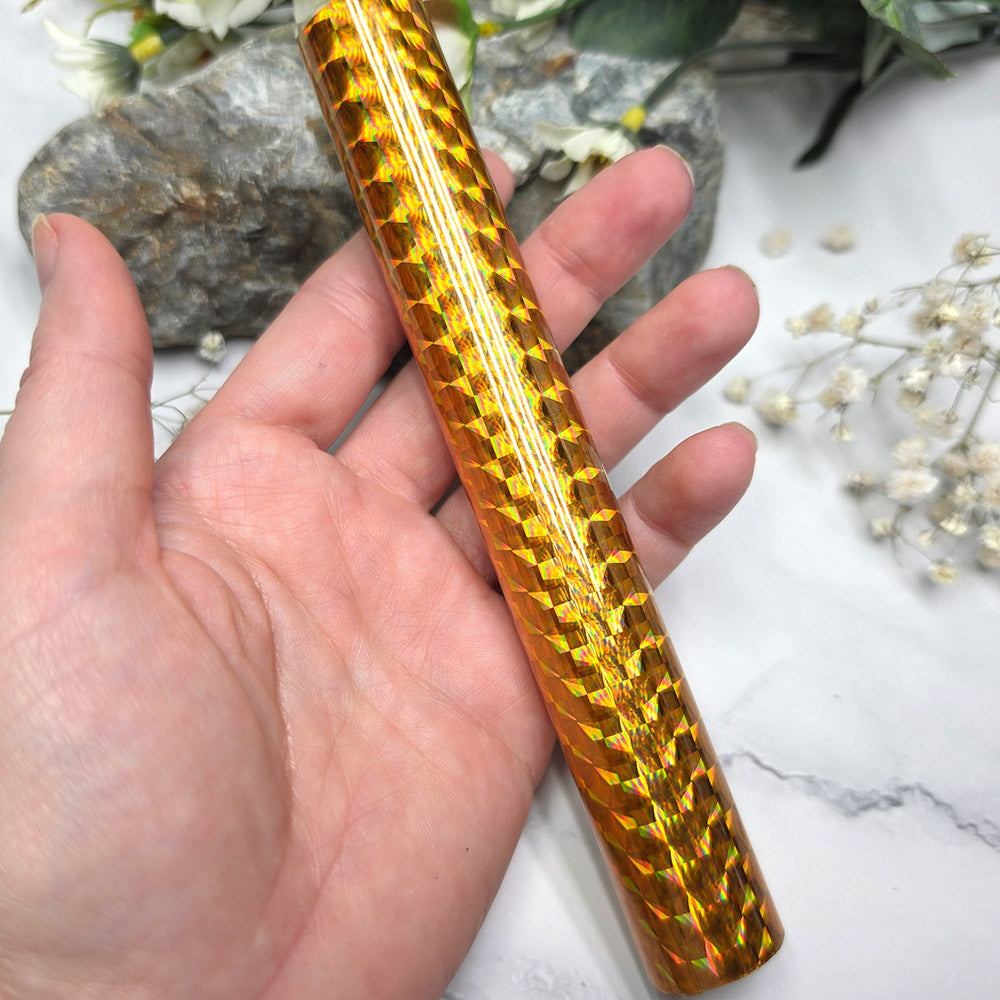 Holographic transfer foil roll, Golden Diamond Prism