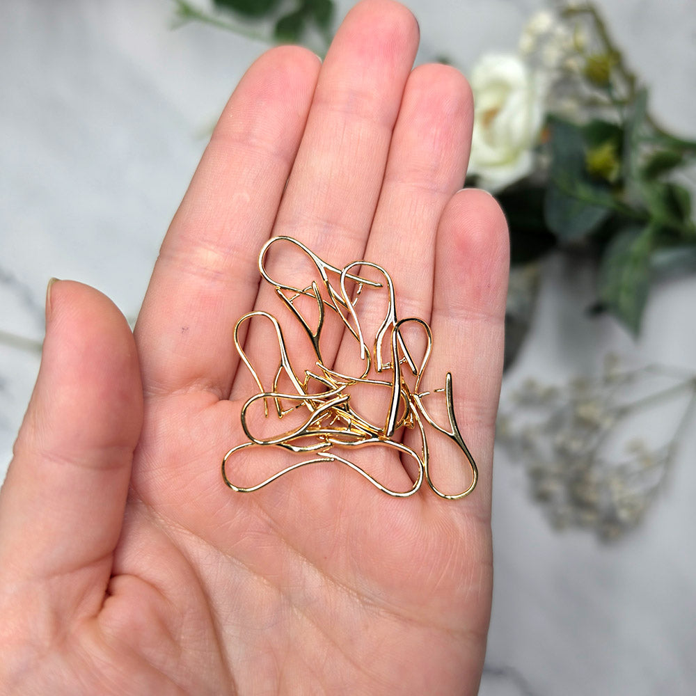 18K gold color pinch bail French ear wires, 5 pairs