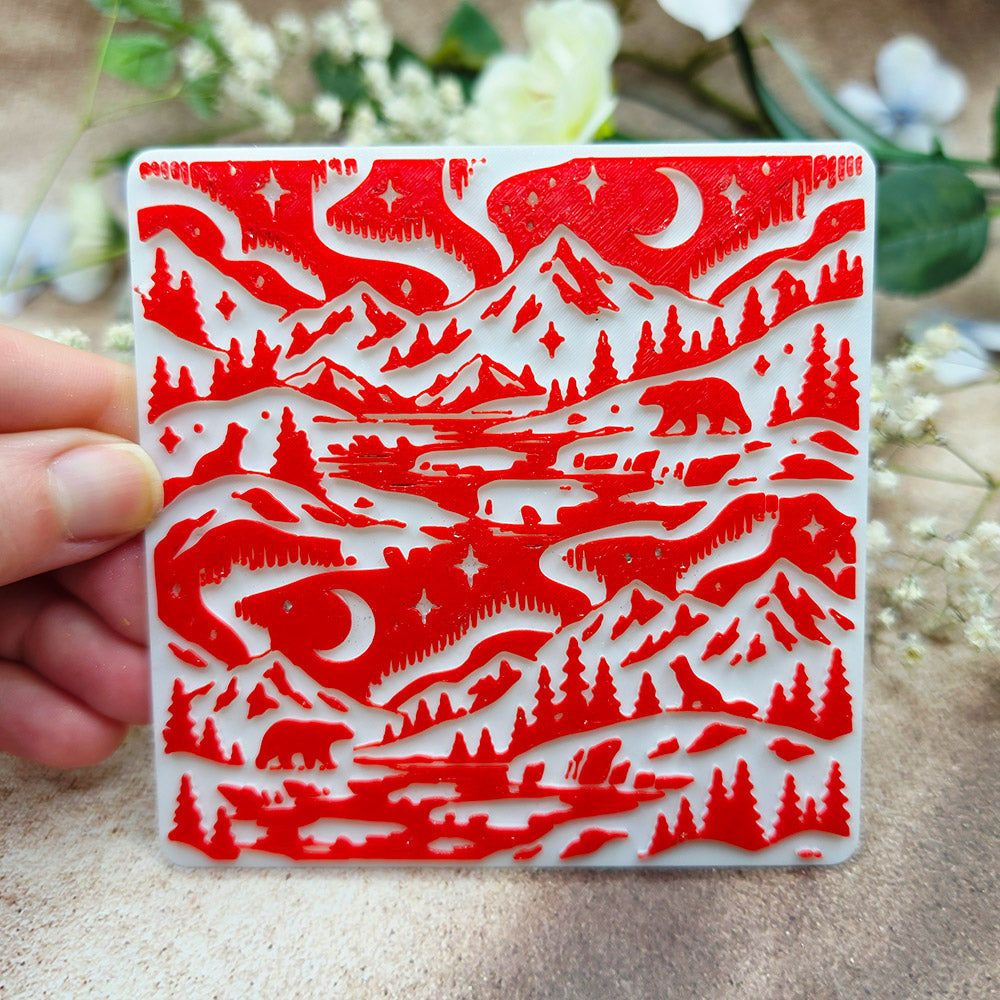 Arctic Night plastic Christmas texture plate for polymer clay, 10x10 cm