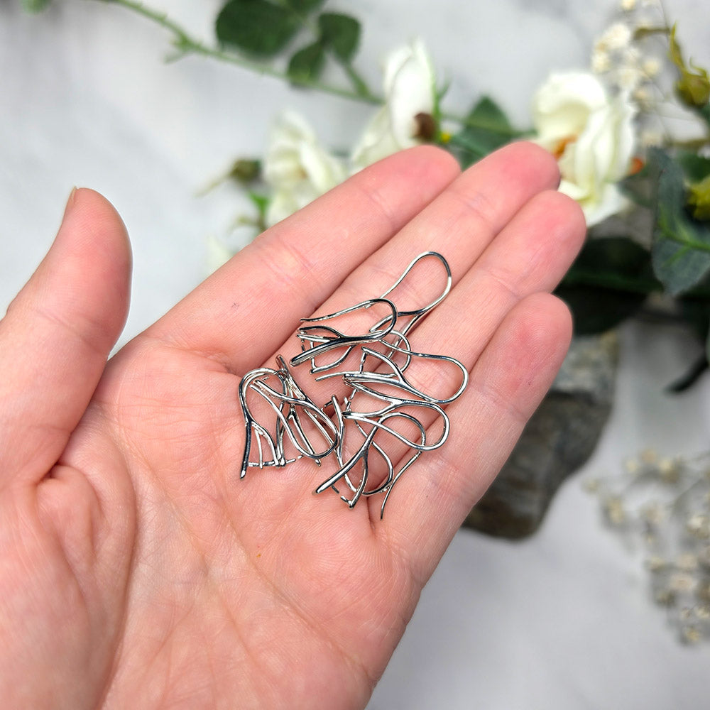 Silver-plated pinch bail French ear wires, 5 pairs