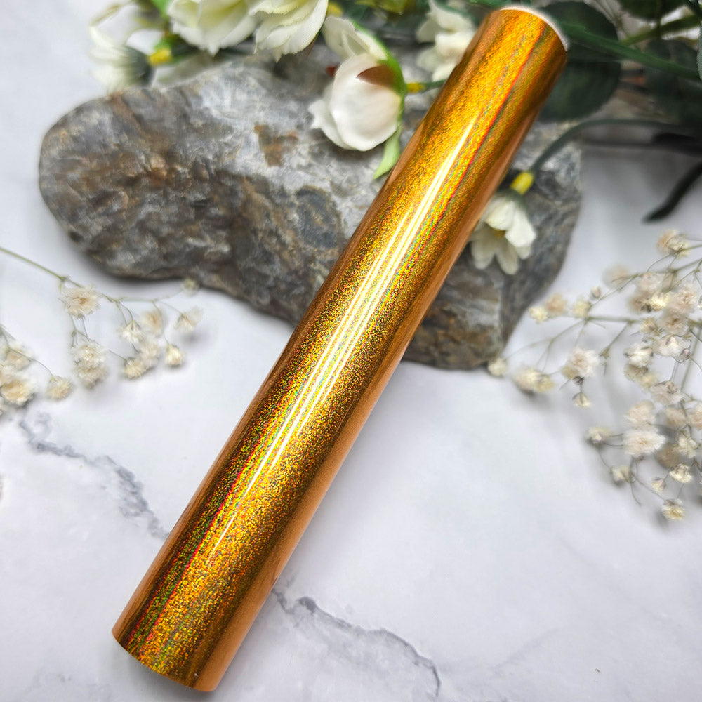 Holographic transfer foil roll, Golden Rainbow Shimmer