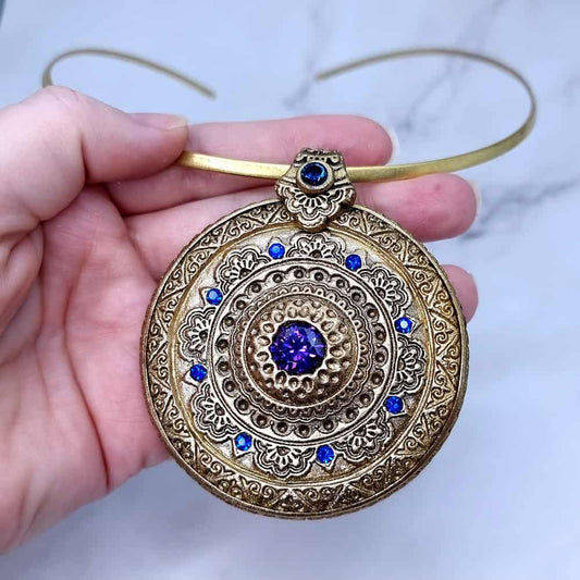 Mandala Pendant Blue Stone Pendant SweetyBijou Jewelry