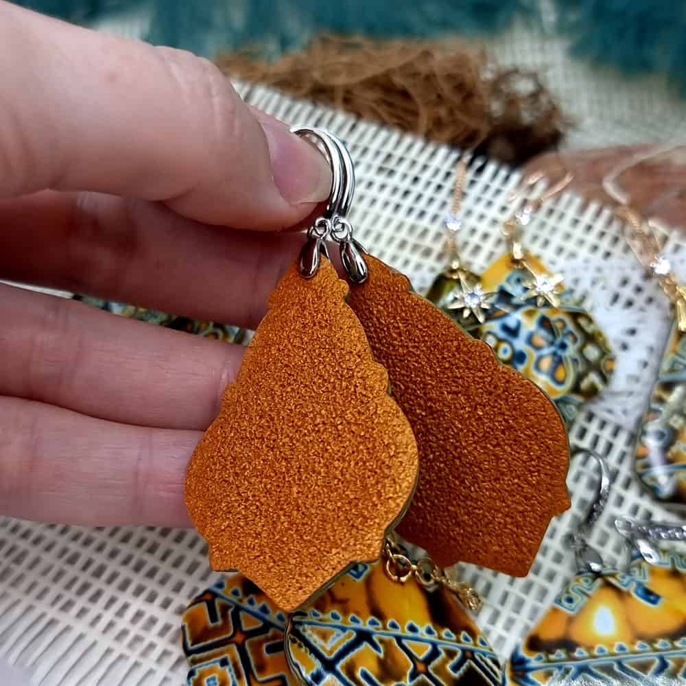 Ukrainian Motifs polymer clay earrings in yellow and blue by SweetyBijou