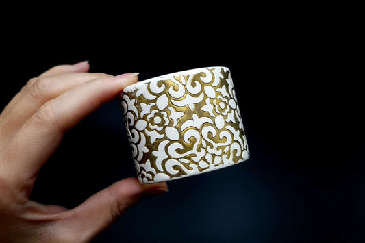 White&Gold Polymer Clay Bracelet Bracelet SweetyBijou Jewelry