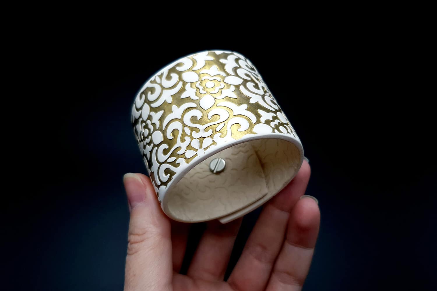 White&Gold Polymer Clay Bracelet Bracelet SweetyBijou Jewelry