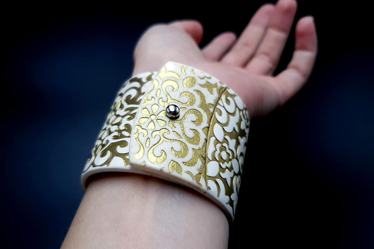 White&Gold Polymer Clay Bracelet Bracelet SweetyBijou Jewelry
