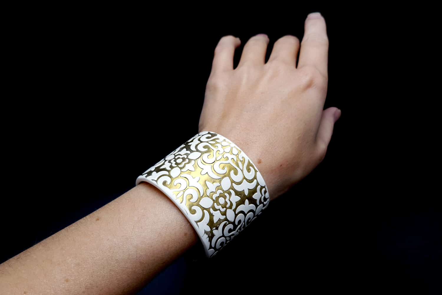 White&Gold Polymer Clay Bracelet Bracelet SweetyBijou Jewelry