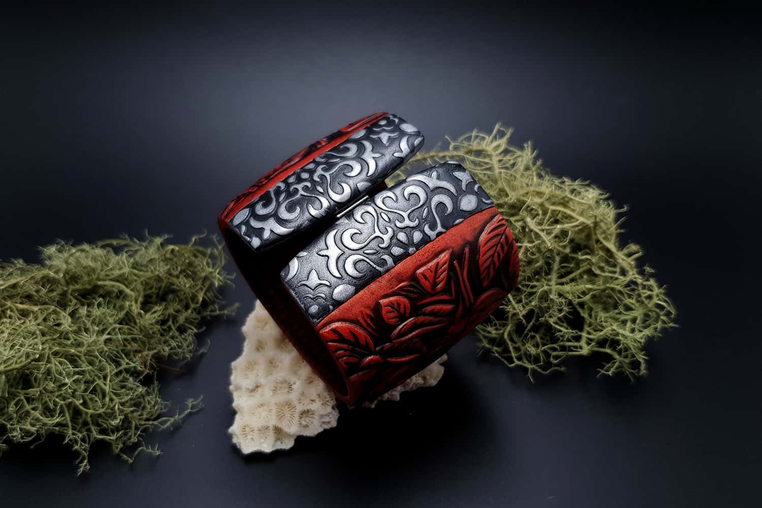 Bracelet "Red Wood" Polymer clay Bracelet SweetyBijou Jewelry