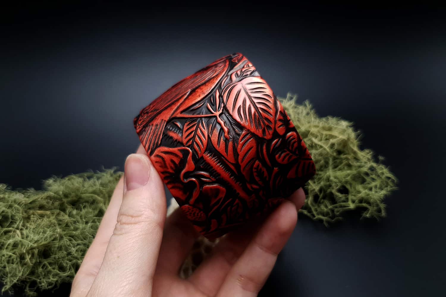 Bracelet "Red Wood" Polymer clay Bracelet SweetyBijou Jewelry