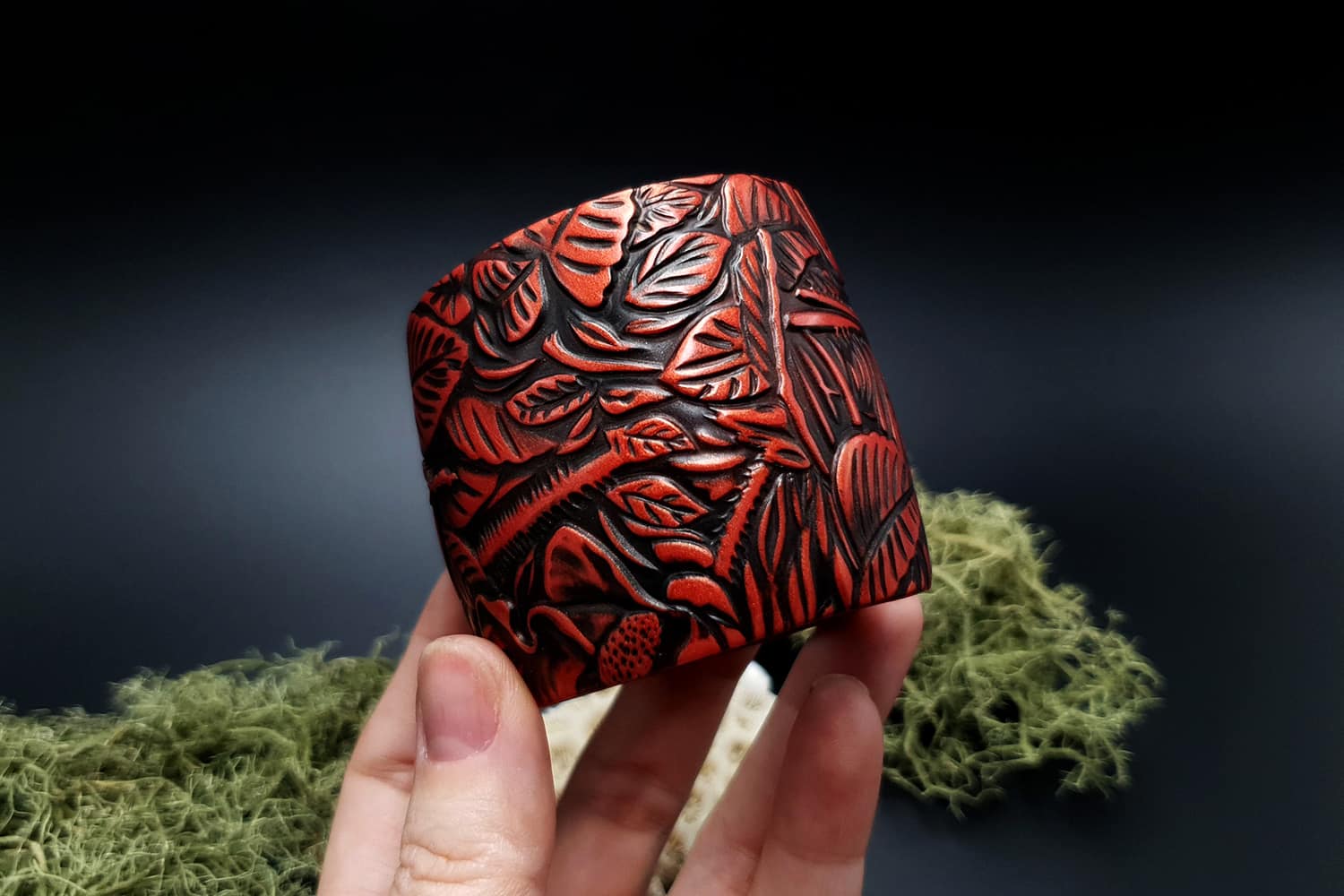 Bracelet "Red Wood" Polymer clay Bracelet SweetyBijou Jewelry