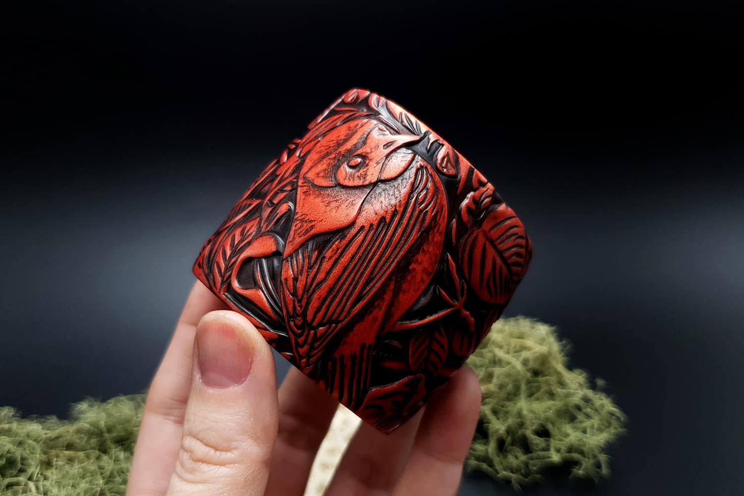 Bracelet "Red Wood" Polymer clay Bracelet SweetyBijou Jewelry