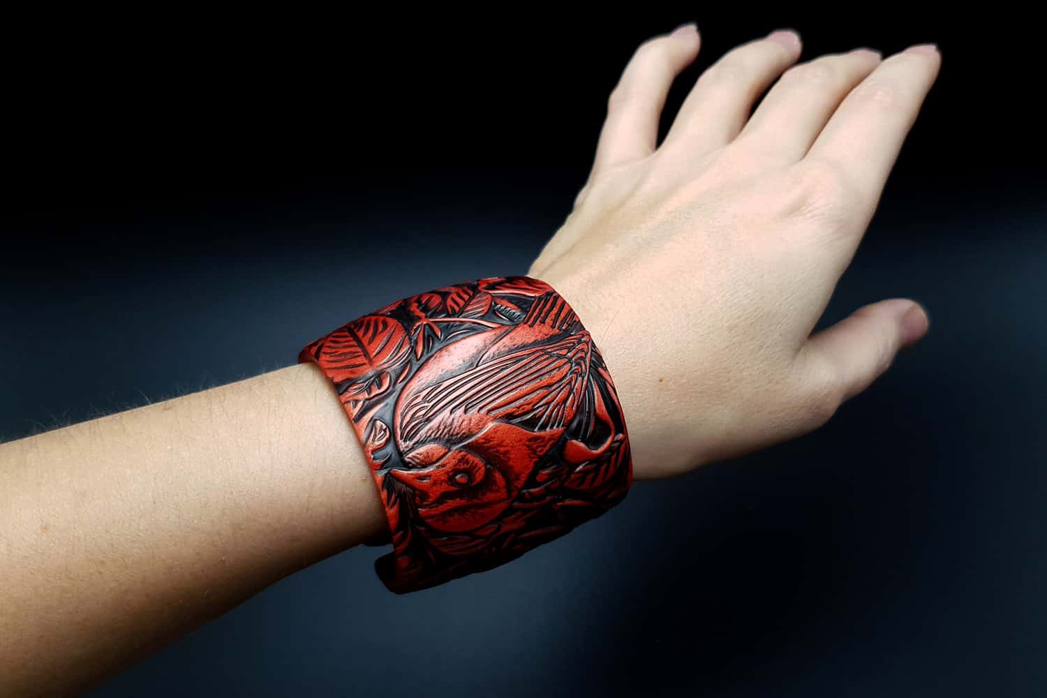 Bracelet "Red Wood" Polymer clay Bracelet SweetyBijou Jewelry