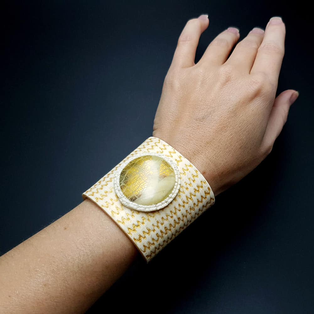 Flexible White Bracelet from Polymer clay Bracelet SweetyBijou Jewelry