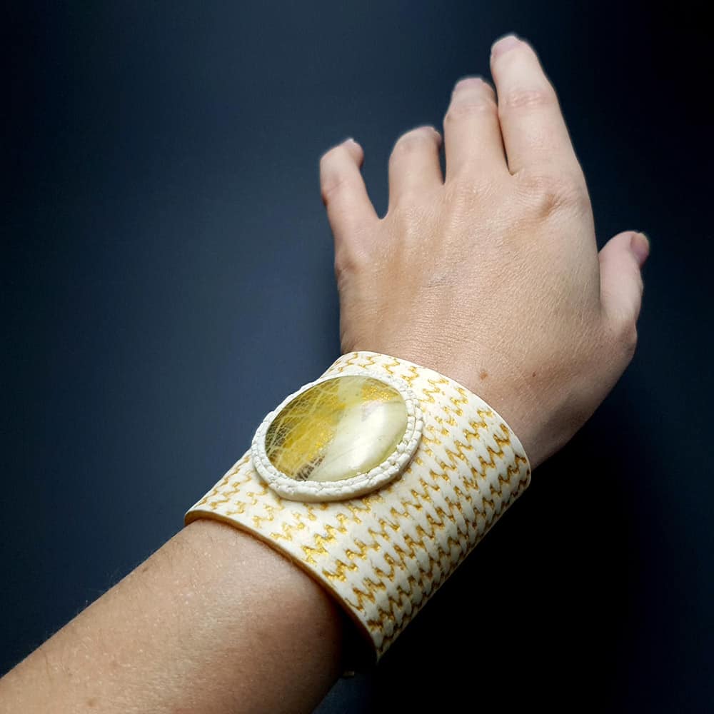 Flexible White Bracelet from Polymer clay Bracelet SweetyBijou Jewelry