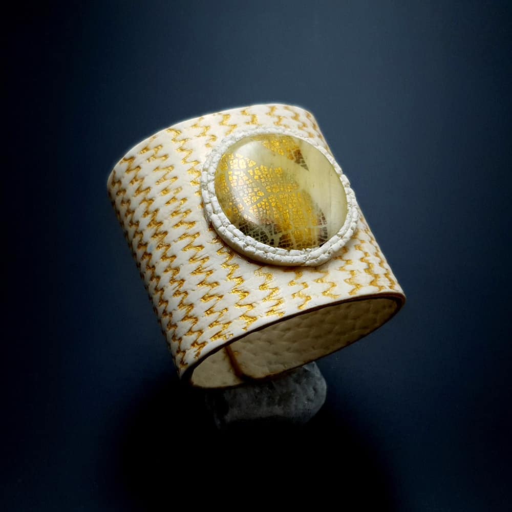 Flexible White Bracelet from Polymer clay Bracelet SweetyBijou Jewelry