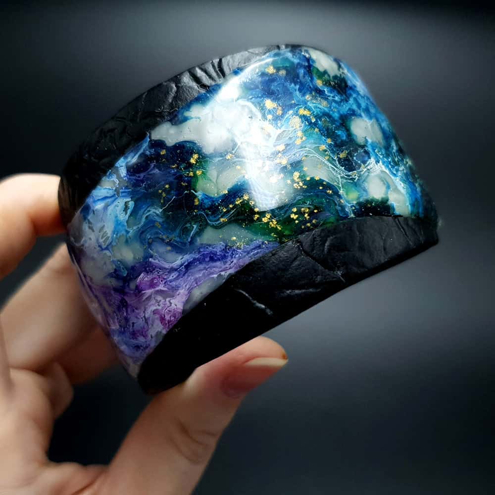 Polymer clay Bracelet "Painting" Bracelet SweetyBijou Jewelry