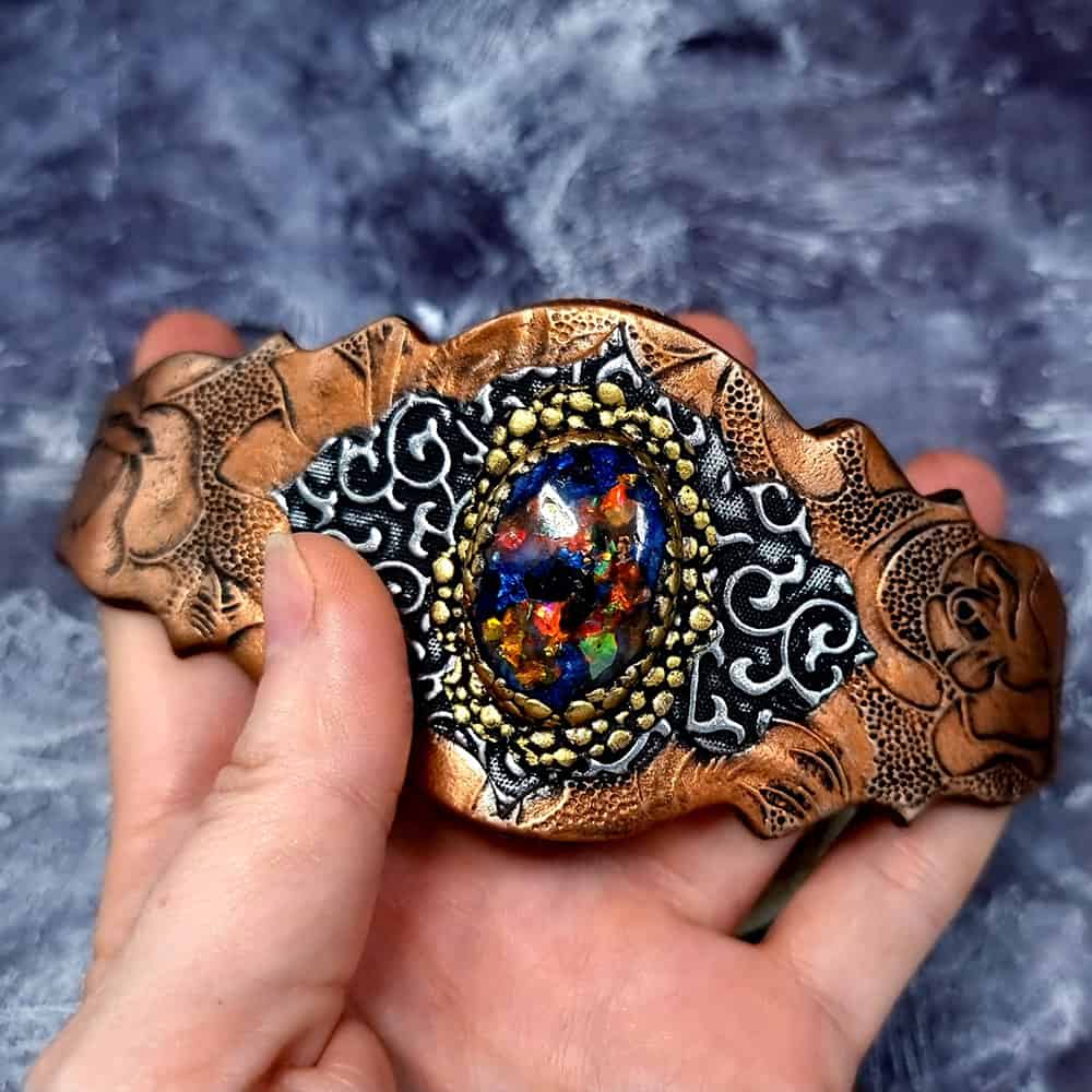 Unique Faux Metal bracelet with Opal Bracelet SweetyBijou Jewelry