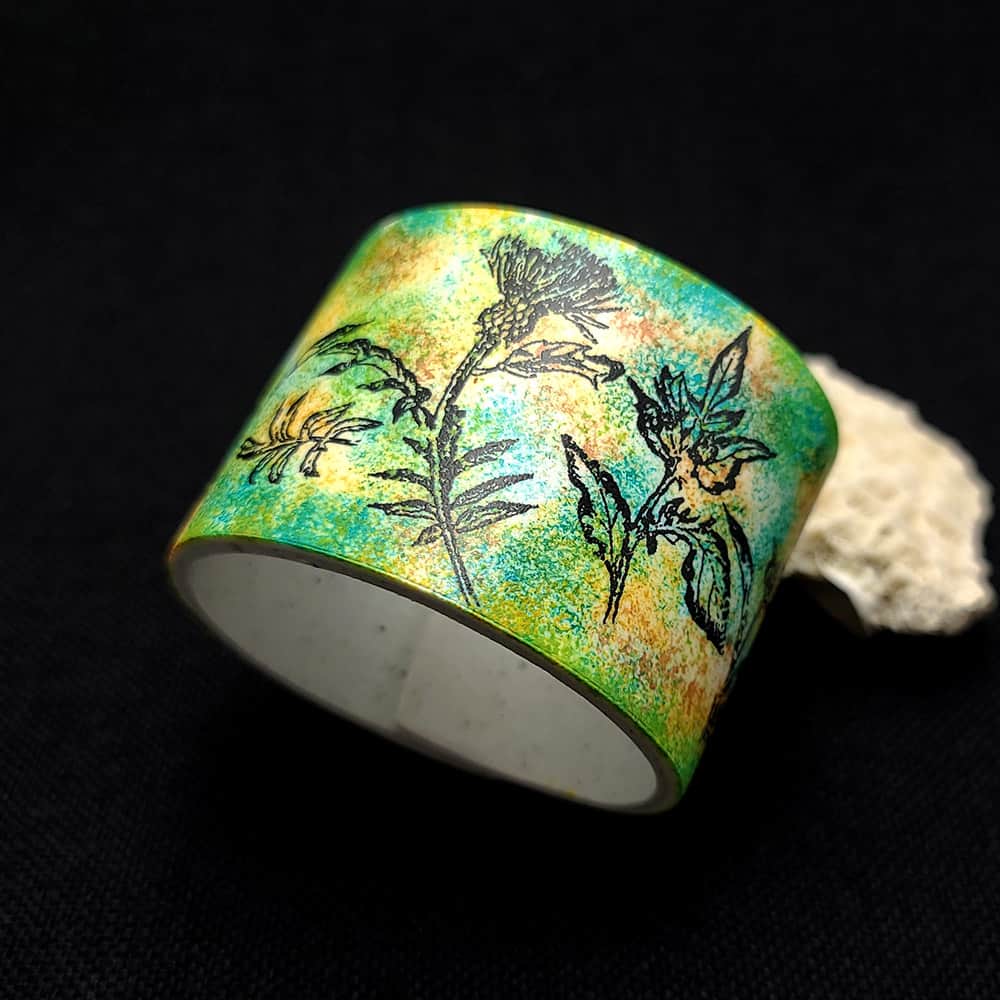 Wide Green Floral Bracelet Bracelet SweetyBijou Jewelry Default Title