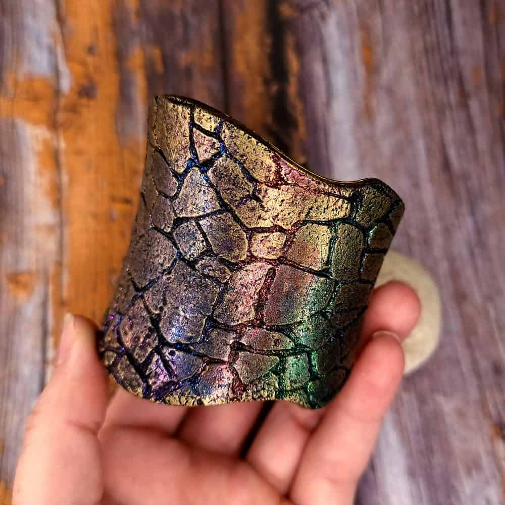 Unique Polymer clay Bracelet Cuff with Crackle Pattern Bracelet SweetyBijou Jewelry