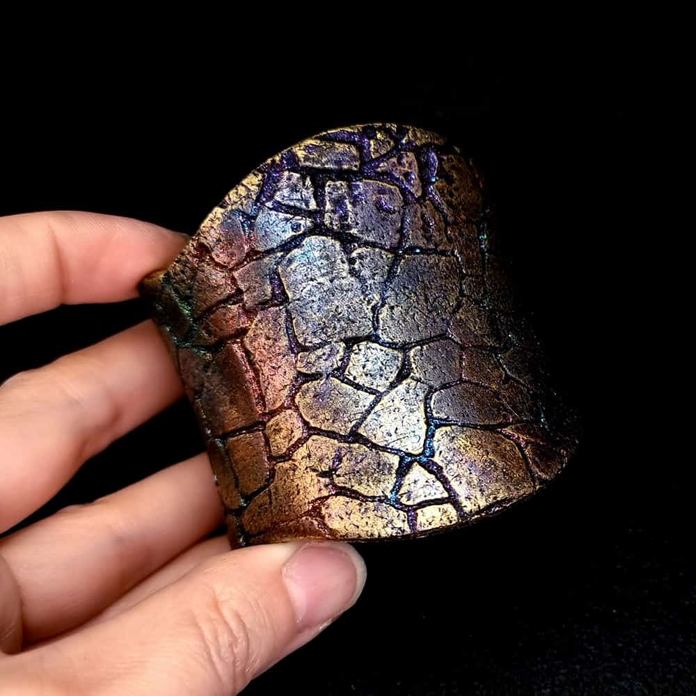 Unique Polymer clay Bracelet Cuff with Crackle Pattern Bracelet SweetyBijou Jewelry
