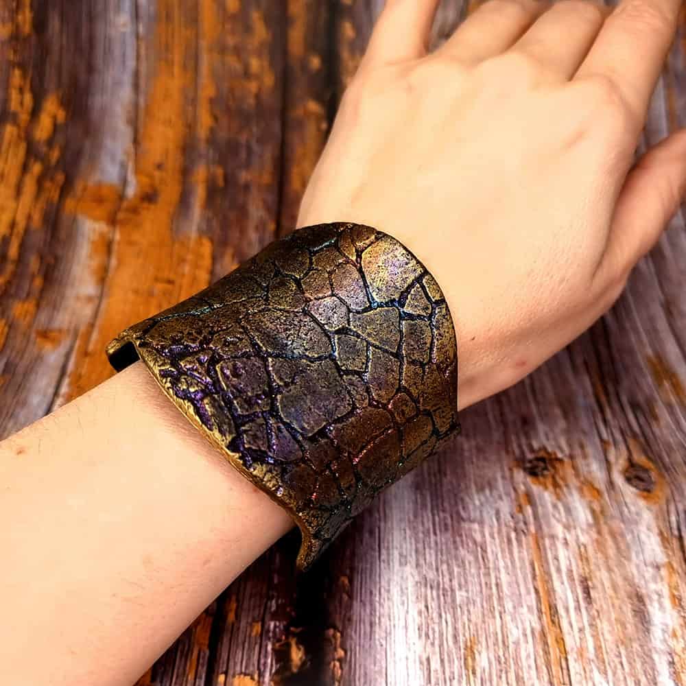 Unique Polymer clay Bracelet Cuff with Crackle Pattern Bracelet SweetyBijou Jewelry