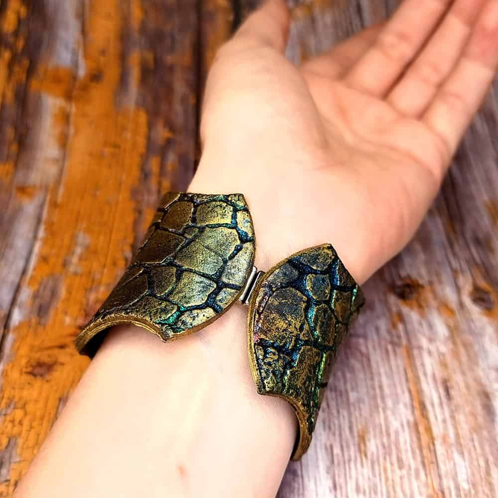 Unique Polymer clay Bracelet Cuff with Crackle Pattern Bracelet SweetyBijou Jewelry