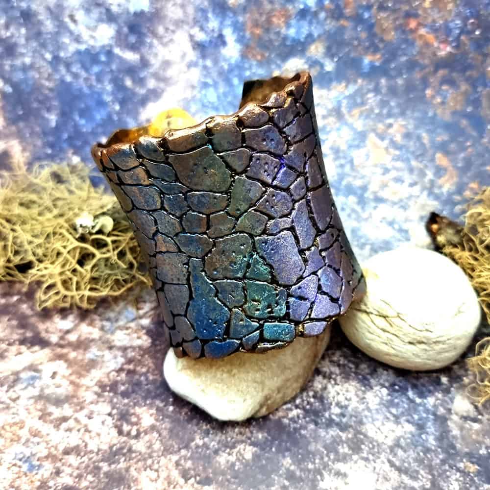 Unique Wide Bracelet Cuff with Crackle Bracelet SweetyBijou Jewelry Default Title
