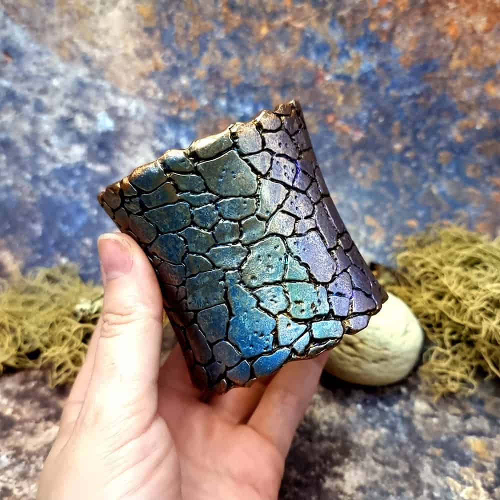 Unique Wide Bracelet Cuff with Crackle Bracelet SweetyBijou Jewelry
