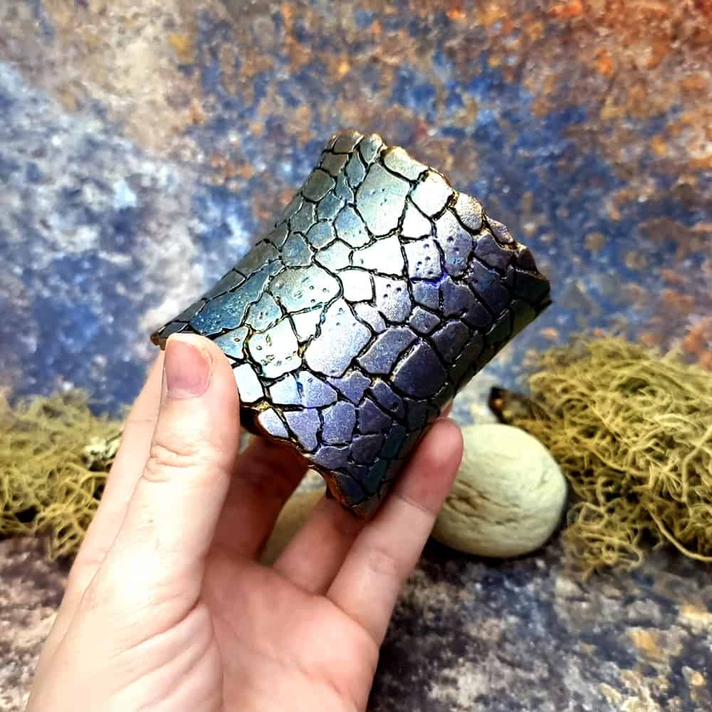 Unique Wide Bracelet Cuff with Crackle Bracelet SweetyBijou Jewelry