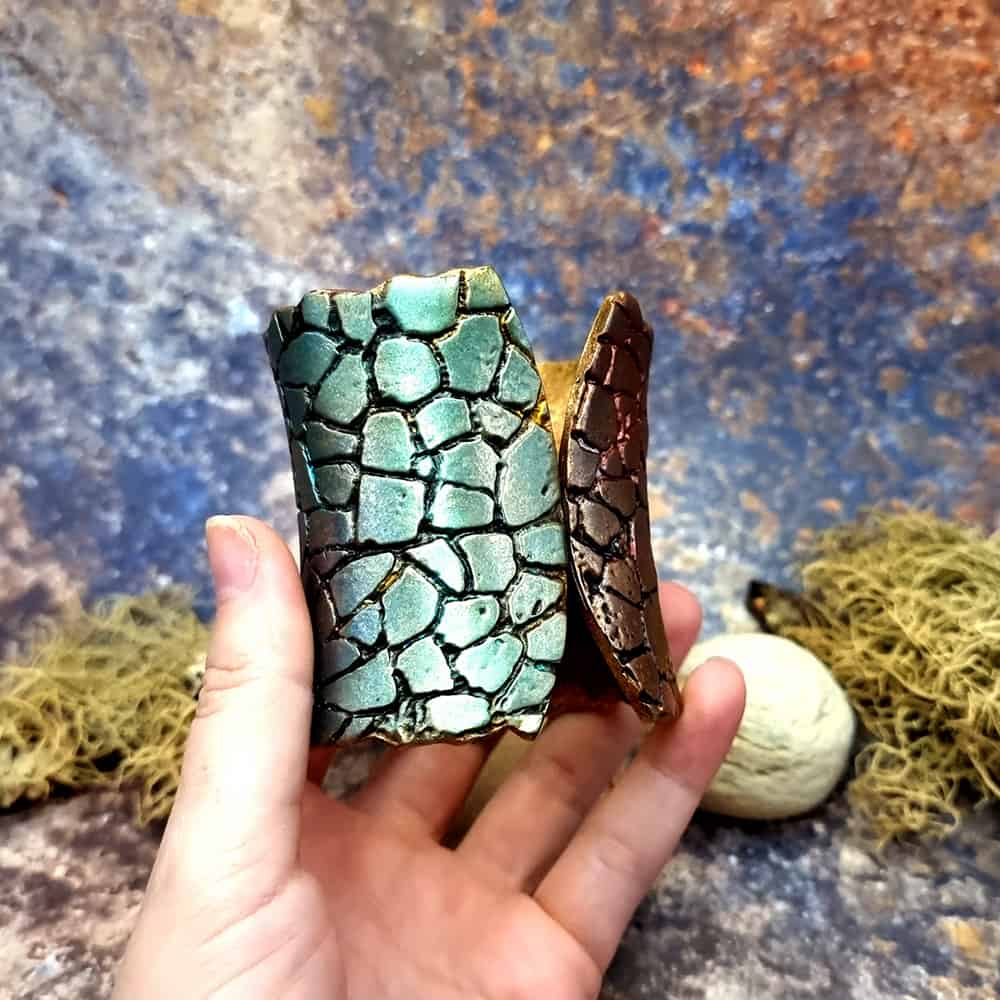 Unique Wide Bracelet Cuff with Crackle Bracelet SweetyBijou Jewelry