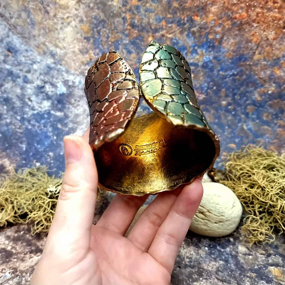 Unique Wide Bracelet Cuff with Crackle Bracelet SweetyBijou Jewelry