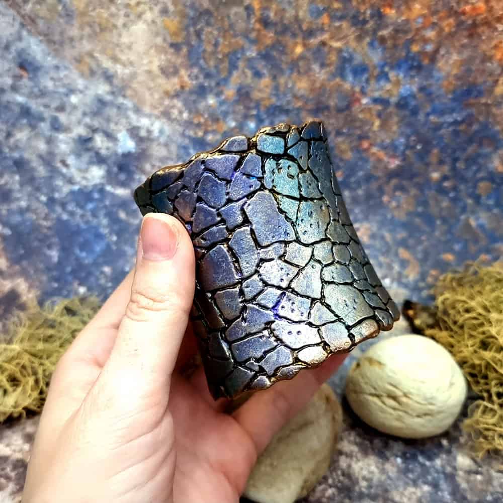 Unique Wide Bracelet Cuff with Crackle Bracelet SweetyBijou Jewelry