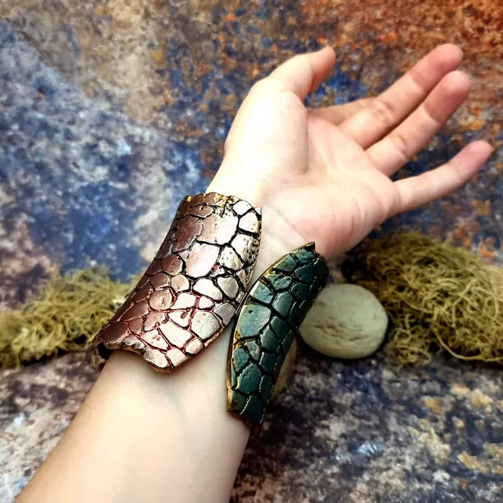 Unique Wide Bracelet Cuff with Crackle Bracelet SweetyBijou Jewelry