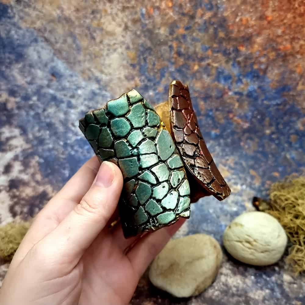 Unique Wide Bracelet Cuff with Crackle Bracelet SweetyBijou Jewelry