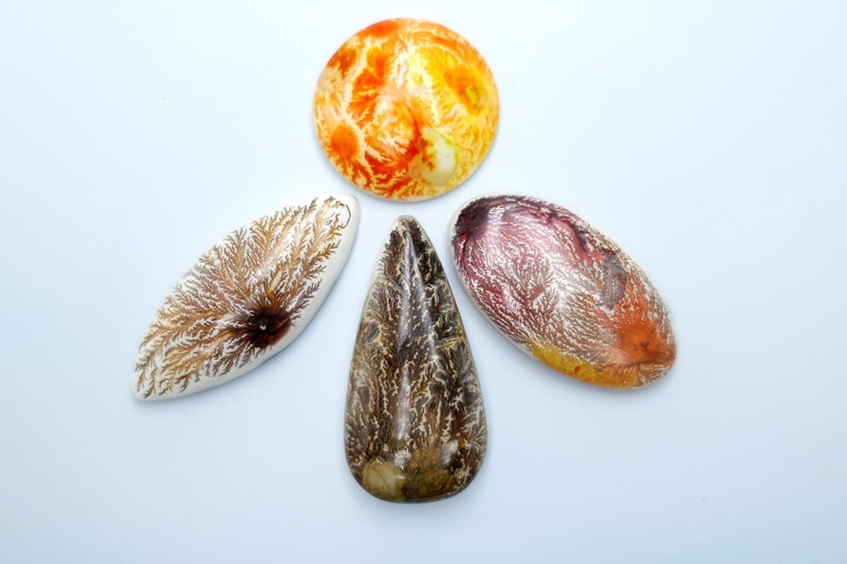 4 cabochons Faux Dendritic Agate #4 Cabochons SweetyBijou Cabochons