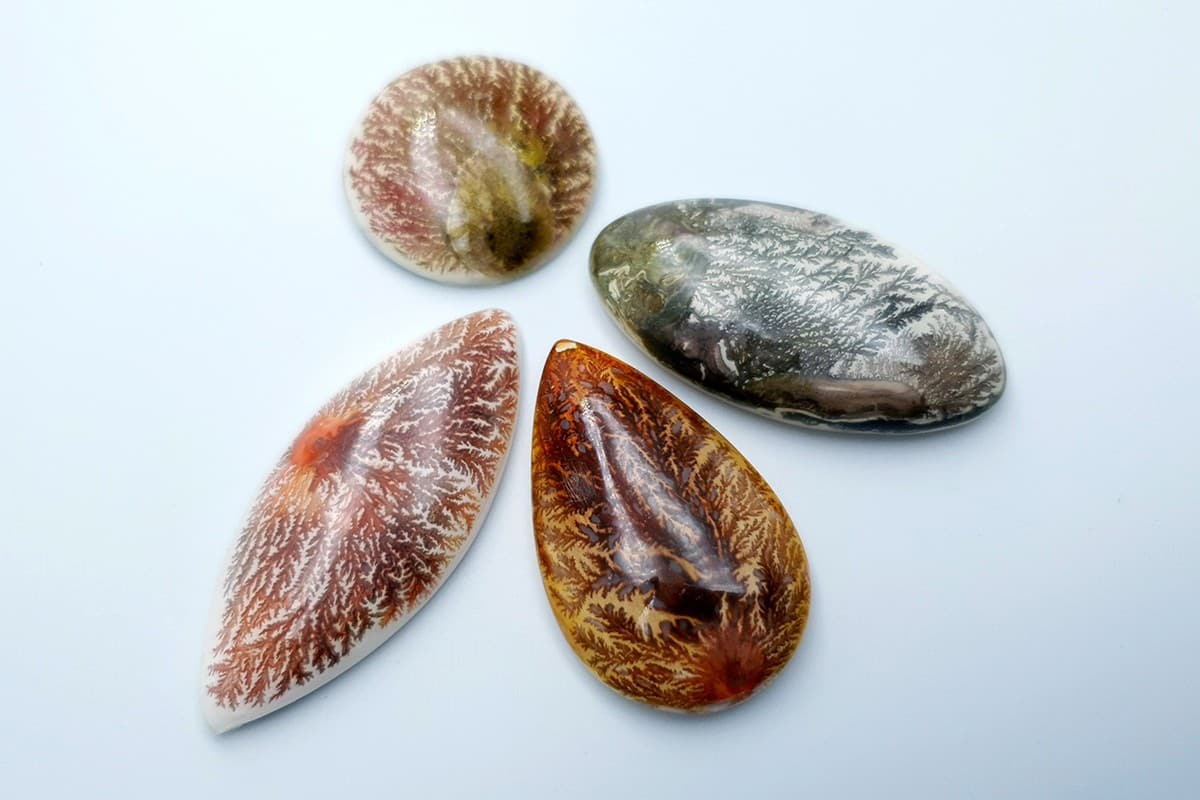 4 cabochons Faux Dendritic Agate #6 Cabochons SweetyBijou Cabochons