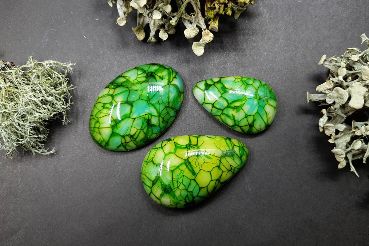 3 cabochons Faux Dragon's Vein Agate Stone #1 Cabochons SweetyBijou Cabochons