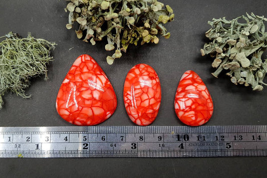 3 cabochons Faux Dragon's Vein Agate Stone (Set #3) Cabochons SweetyBijou Cabochons