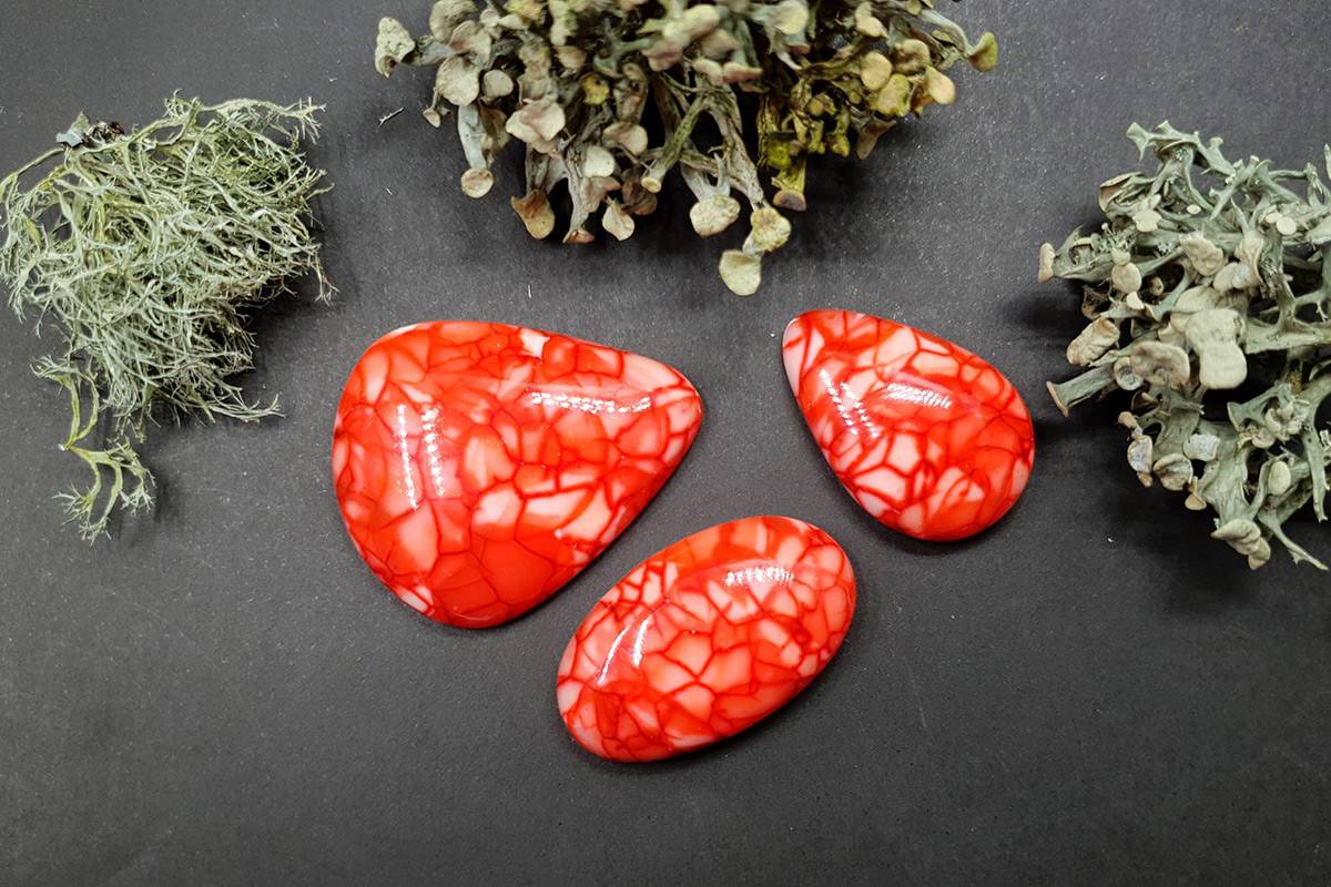 3 cabochons Faux Dragon's Vein Agate Stone (Set #3) Cabochons SweetyBijou Cabochons
