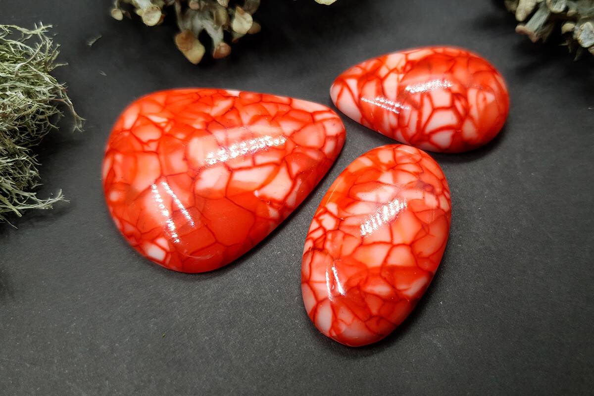 3 cabochons Faux Dragon's Vein Agate Stone (Set #3) Cabochons SweetyBijou Cabochons