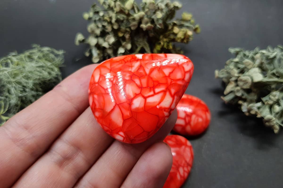 3 cabochons Faux Dragon's Vein Agate Stone (Set #3) Cabochons SweetyBijou Cabochons