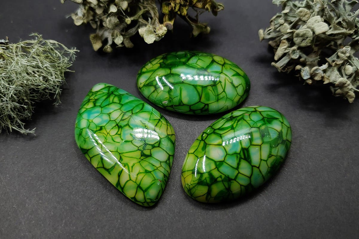 3 cabochons Faux Dragon's Vein Agate Stone #4 Cabochons SweetyBijou Cabochons Default Title