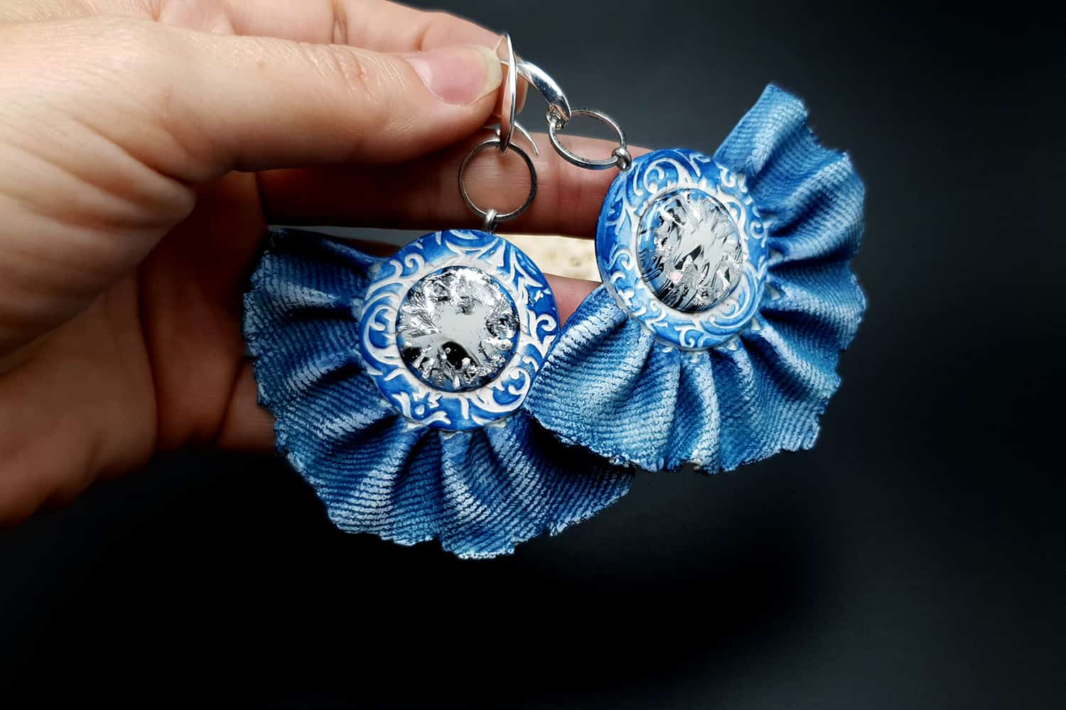 "Denim Samba" Faux jeans earrings Earrings SweetyBijou Jewelry