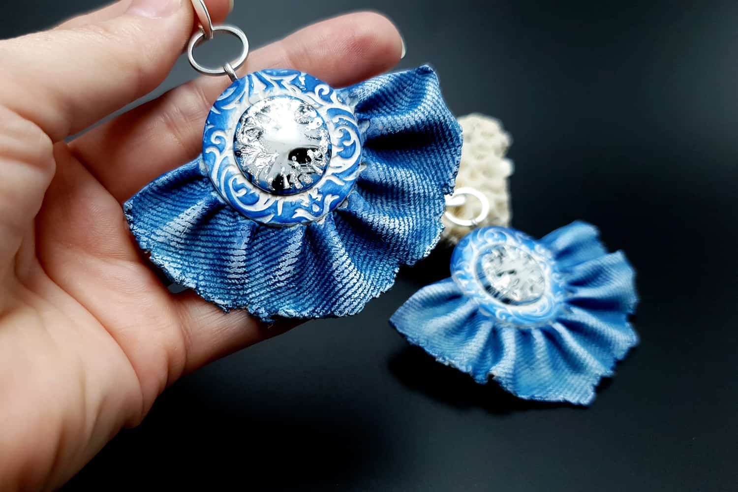 "Denim Samba" Faux jeans earrings Earrings SweetyBijou Jewelry