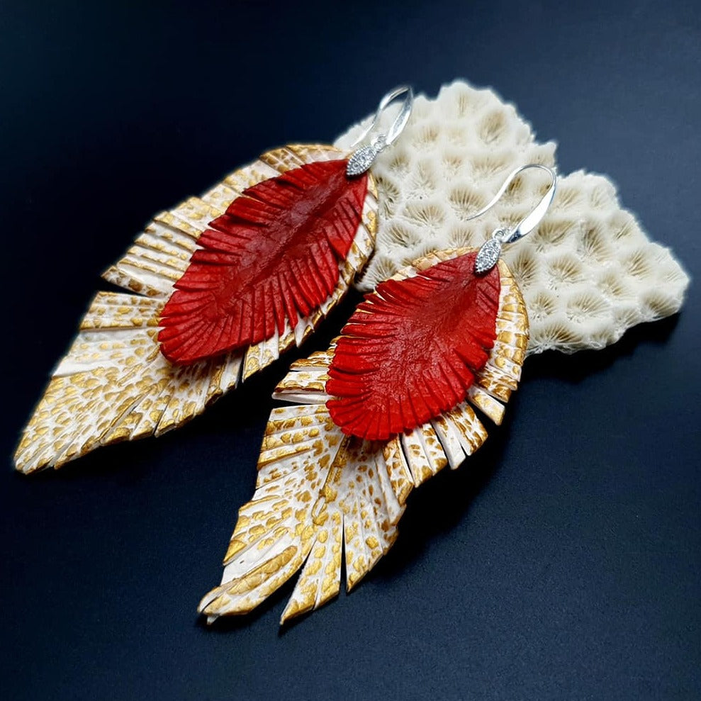 "Feathers" Faux leather earrings Earrings SweetyBijou Jewelry Default Title