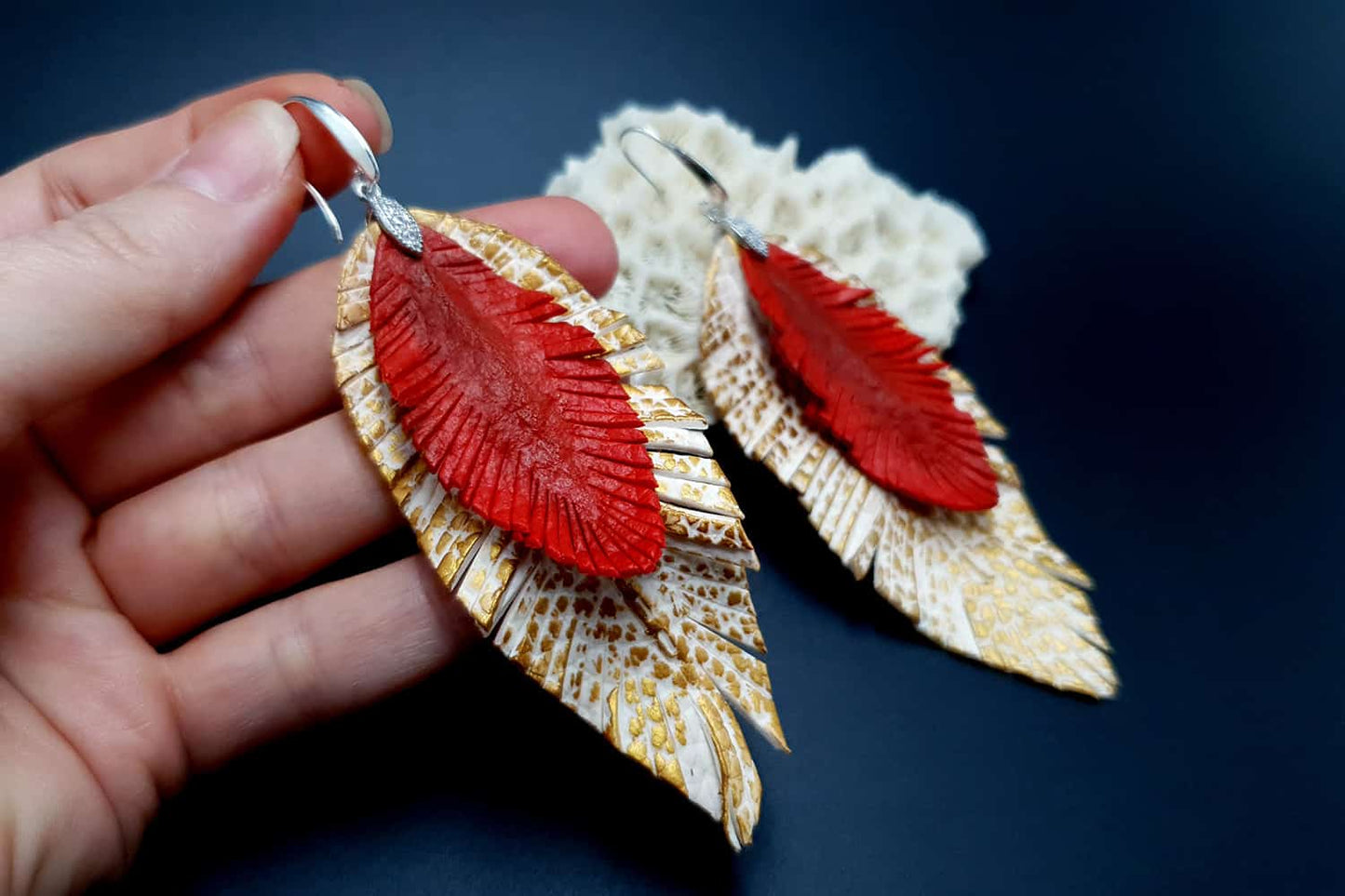 "Feathers" Faux leather earrings Earrings SweetyBijou Jewelry