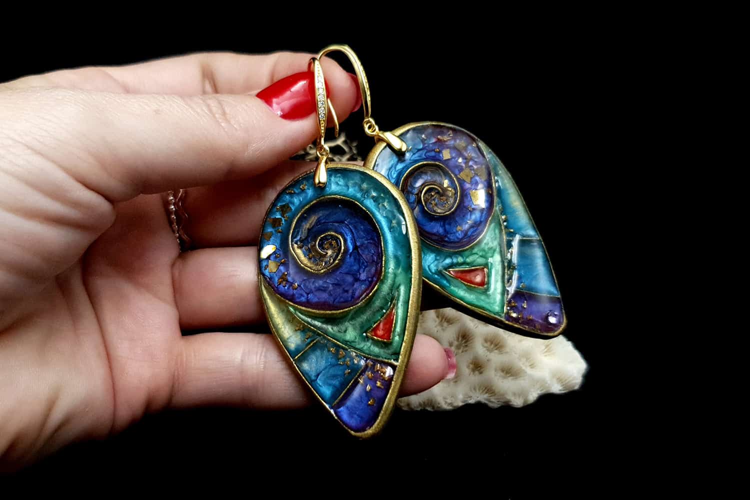 "Magic Swirls" polymer clay earrings Earrings SweetyBijou Jewelry